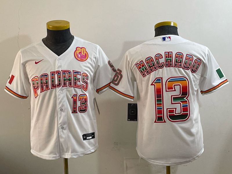 Youth 2026 San Diego Padres #13 Machado White Game Nike MLB Jersey style 02->youth mlb jersey->Youth Jersey